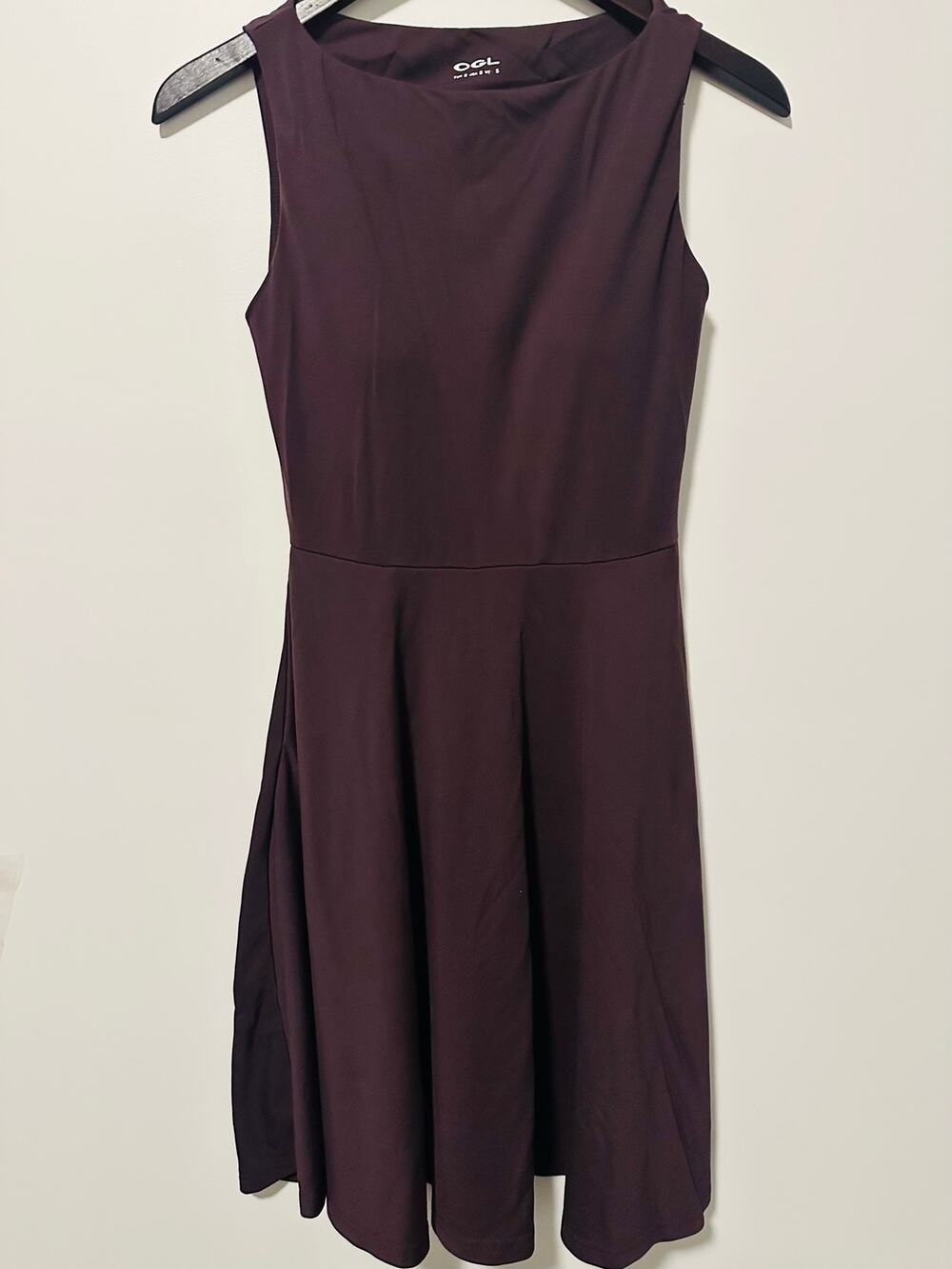 OGL Womens Small Plum Classy Fit & Flare Mini Bra Dress Sleeveless ALine Stretch
